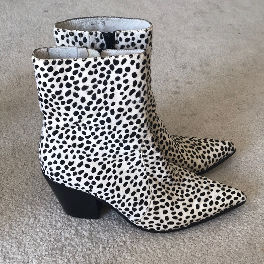 Jeffrey Campbell faux animal print western booties